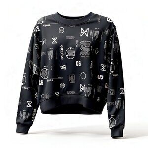 G-Star RAW D20500 Cropped Graphic Sweatshirt Black Size XS